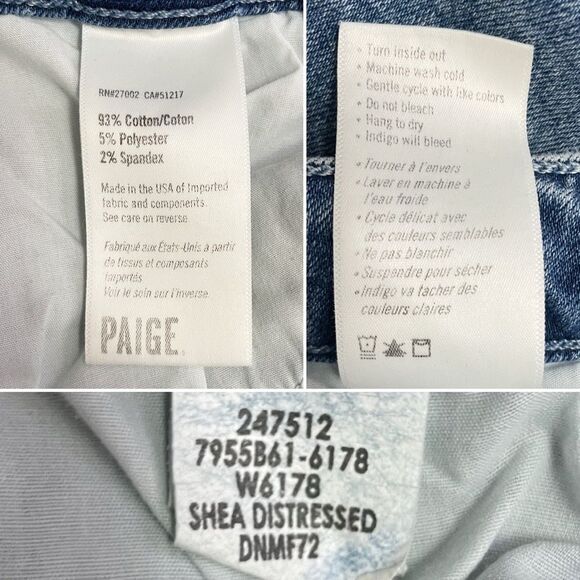 Paige Sabine Wide Leg Jeans Size 27 Shea Distressed Blue High Rise Flare Denim - Picture 11 of 12